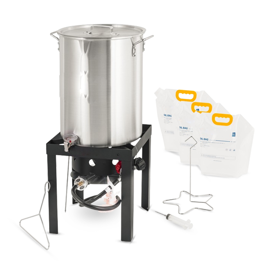 Premium 30 Qt. Turkey Deep Fryer & 50,000 BTU Burner Set - Perfect Fryer Pot for Turkey, Crawfish, Crab, French Fries and Outdoor Cooking