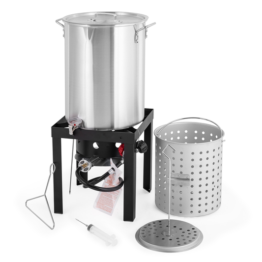 Premium Turkey Deep Fryer & 50,000 BTU Burner Set - Perfect Turkey Fryer Pot for Crawfish, Crab, French Fries and Outdoor Cooking Station