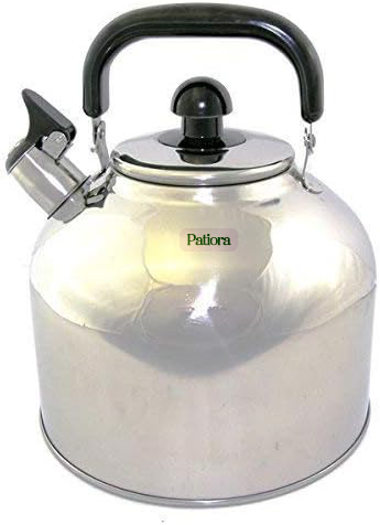 Patiora Stainless Steel Kettle with Heat-Proof Handle - Whistling Tea Kettle - 6.3 Liter Capacity, Silver