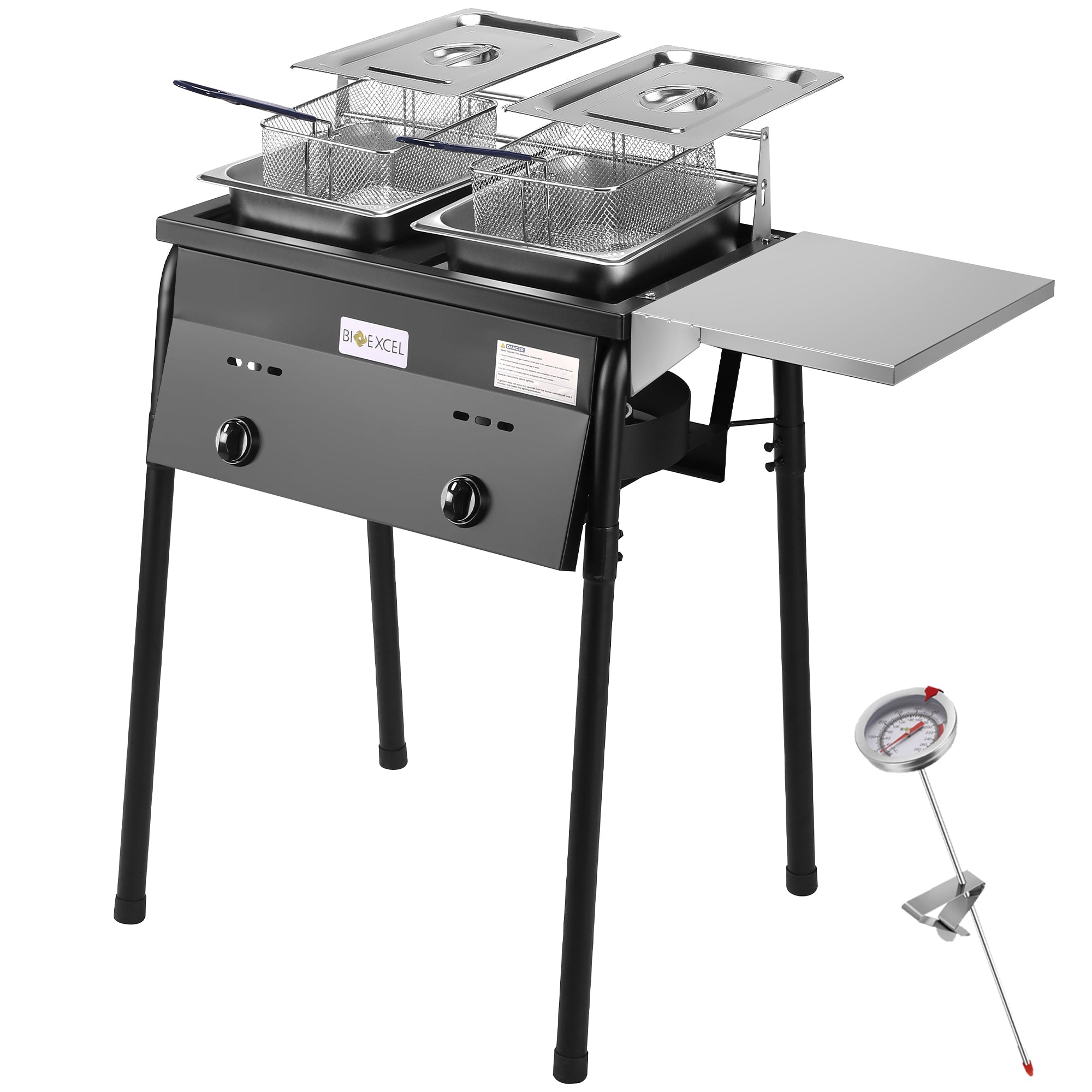 Bioexcel Cast Iron Deep Fryer With 2 Stainless Baskets And Steel Oil T Bioexcel cast iron deep fryer with 2 stainless baskets and steel oil t