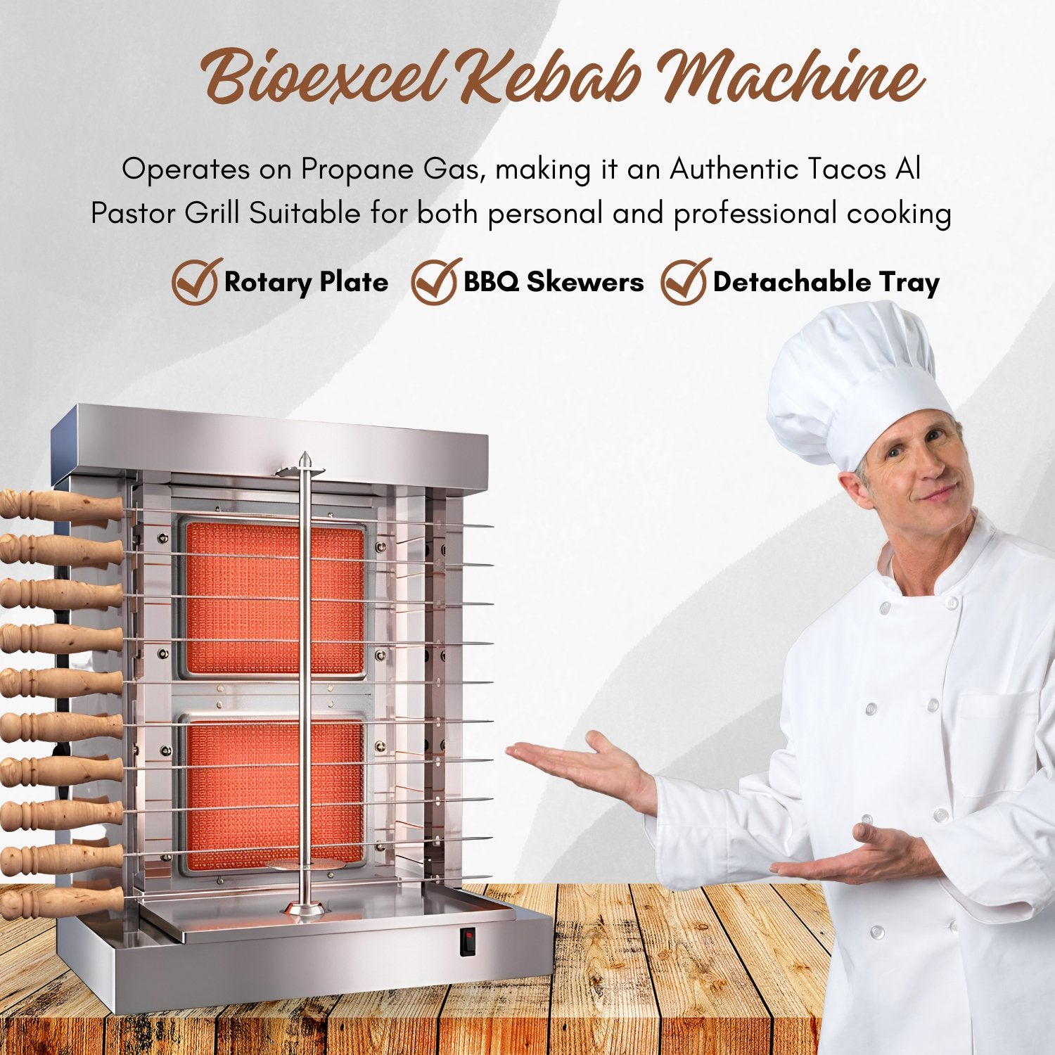 Bioexcel Shawarma Machine - 2 Burner Doner Kebab Machine for Commercia